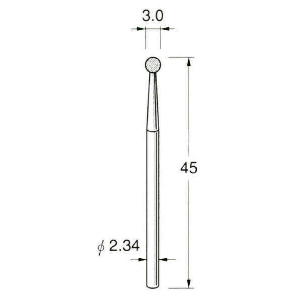 日本精密機械工作（株） 軸付電着ダイヤモンド砥石 軸径φ2.34 D 軸付電着ダイヤモンド砥石 D1030