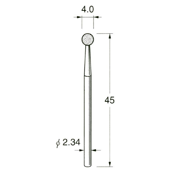 日本精密機械工作（株） 軸付電着ダイヤモンド砥石 軸径φ2.34 D 軸付電着ダイヤモンド砥石 D1040