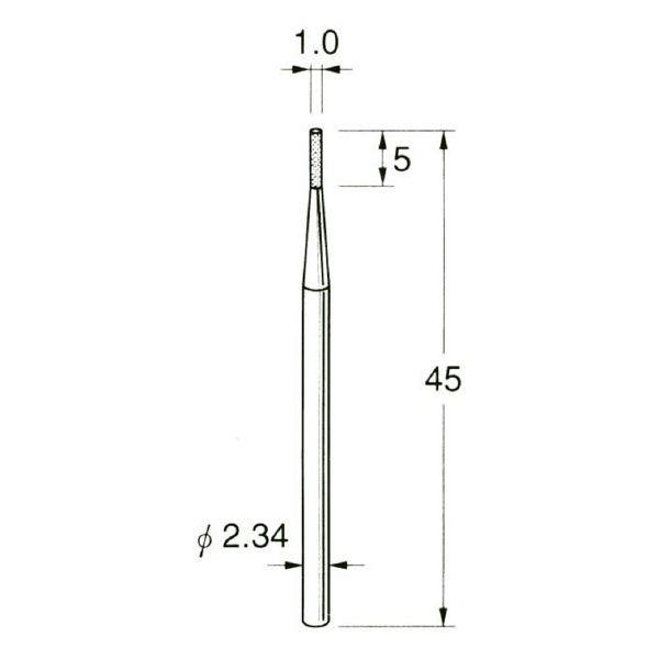 日本精密機械工作（株） 軸付電着ダイヤモンド砥石 軸径φ2.34 D 軸付電着ダイヤモンド砥石 D1110