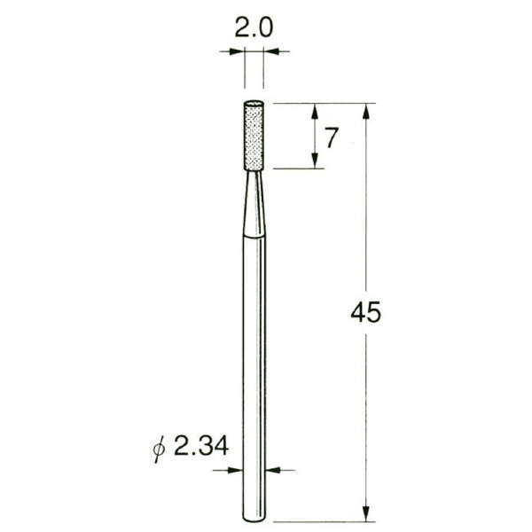 日本精密機械工作（株） 軸付電着ダイヤモンド砥石 軸径φ2.34 D 軸付電着ダイヤモンド砥石 D1120