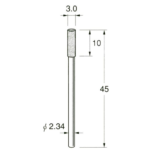 日本精密機械工作（株） 軸付電着ダイヤモンド砥石 軸径φ2.34 D 軸付電着ダイヤモンド砥石 D1130