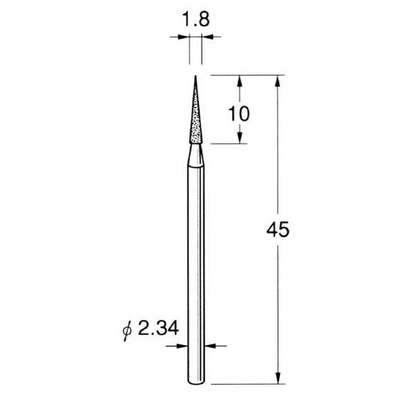 日本精密機械工作（株） 軸付電着ダイヤモンド砥石 軸径φ2.34 D 軸付電着ダイヤモンド砥石 D1418