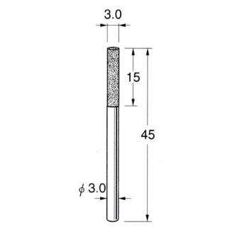 日本精密機械工作（株） 軸付電着ダイヤモンド砥石 軸径φ3 D 軸付電着ダイヤモンド砥石 D3130