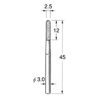 日本精密機械工作（株） 軸付電着ダイヤモンド砥石 軸径φ3 D 軸付電着ダイヤモンド砥石 D3225