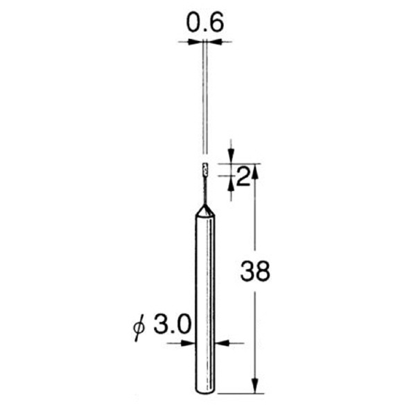 日本精密機械工作（株） 機械研削用軸付電着ダイヤモンド砥石 軸径φ3 D 機械研削用軸付電着ダイヤモンド砥石 D5306