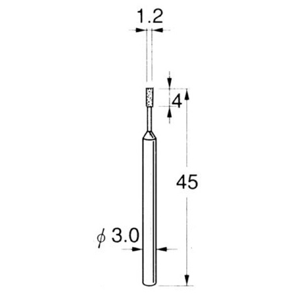 日本精密機械工作（株） 機械研削用軸付電着ダイヤモンド砥石 軸径φ3 D 機械研削用軸付電着ダイヤモンド砥石 D5312