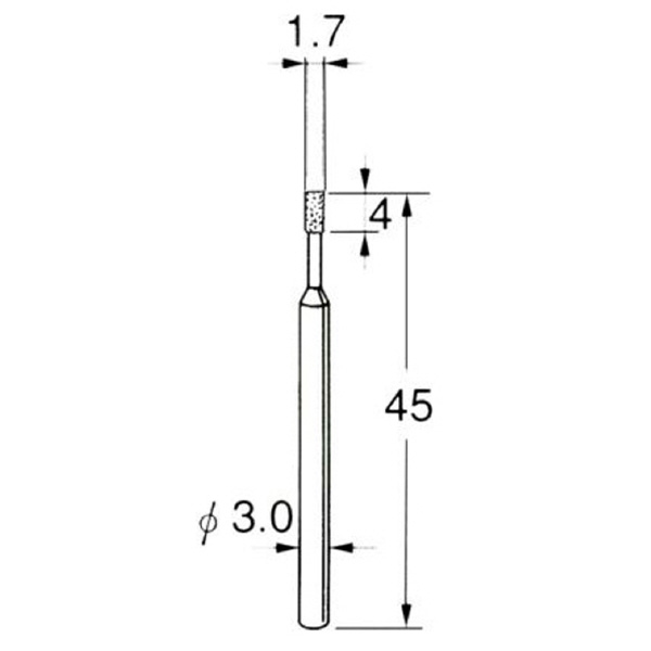 日本精密機械工作（株） 機械研削用軸付電着ダイヤモンド砥石 軸径φ3 D 機械研削用軸付電着ダイヤモンド砥石 D5317