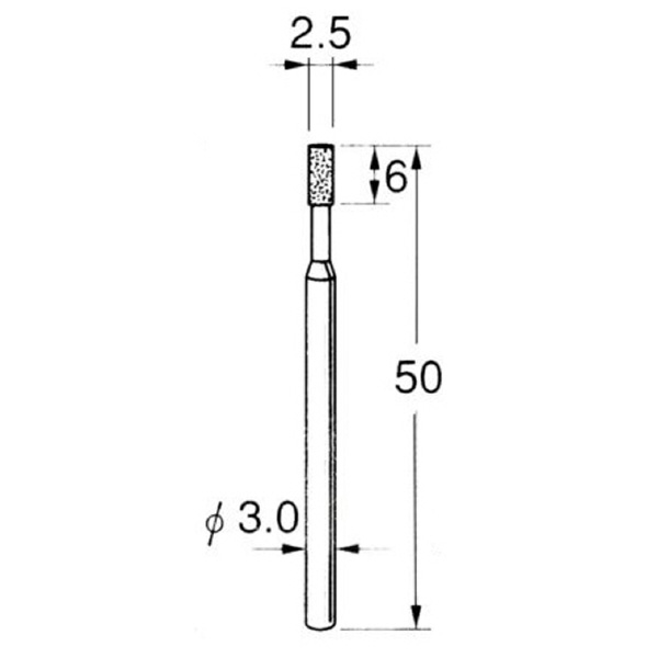 日本精密機械工作（株） 機械研削用軸付電着ダイヤモンド砥石 軸径φ3 D 機械研削用軸付電着ダイヤモンド砥石 D5325