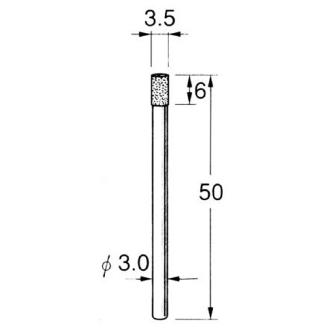 日本精密機械工作（株） 機械研削用軸付電着ダイヤモンド砥石 軸径φ3 D 機械研削用軸付電着ダイヤモンド砥石 D5335