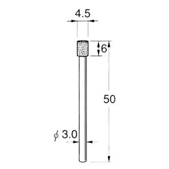 日本精密機械工作（株） 機械研削用軸付電着ダイヤモンド砥石 軸径φ3 D 機械研削用軸付電着ダイヤモンド砥石 D5345