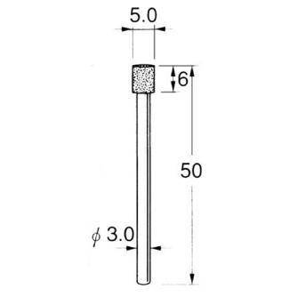 日本精密機械工作（株） 機械研削用軸付電着ダイヤモンド砥石 軸径φ3 D 機械研削用軸付電着ダイヤモンド砥石 D5350