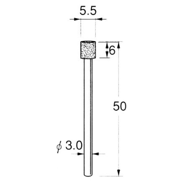 日本精密機械工作（株） 機械研削用軸付電着ダイヤモンド砥石 軸径φ3 D 機械研削用軸付電着ダイヤモンド砥石 D5355
