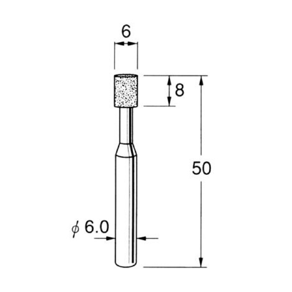 日本精密機械工作（株） 機械研削用軸付電着ダイヤモンド砥石 軸径φ6 D 機械研削用軸付電着ダイヤモンド砥石 D5606