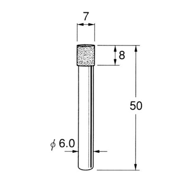 日本精密機械工作（株） 機械研削用軸付電着ダイヤモンド砥石 軸径φ6 D 機械研削用軸付電着ダイヤモンド砥石 D5607
