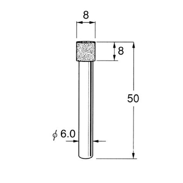 日本精密機械工作（株） 機械研削用軸付電着ダイヤモンド砥石 軸径φ6 D 機械研削用軸付電着ダイヤモンド砥石 D5608