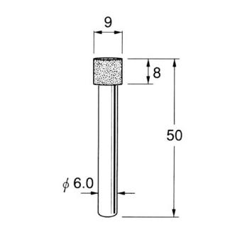 日本精密機械工作（株） 機械研削用軸付電着ダイヤモンド砥石 軸径φ6 D 機械研削用軸付電着ダイヤモンド砥石 D5609