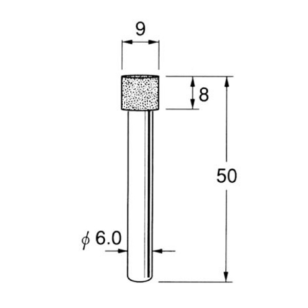日本精密機械工作（株） 機械研削用軸付電着ダイヤモンド砥石 軸径φ6 D 機械研削用軸付電着ダイヤモンド砥石 D5609