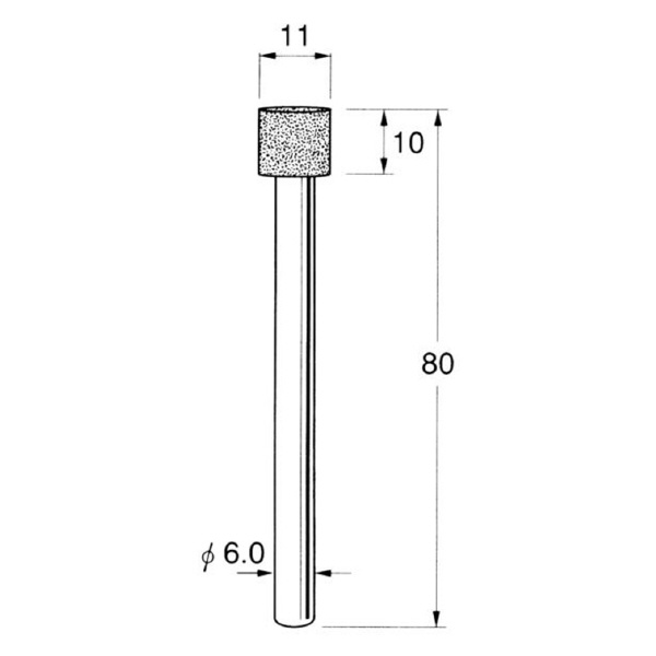 日本精密機械工作（株） 機械研削用軸付電着ダイヤモンド砥石 軸径φ6 D 機械研削用軸付電着ダイヤモンド砥石 D5611