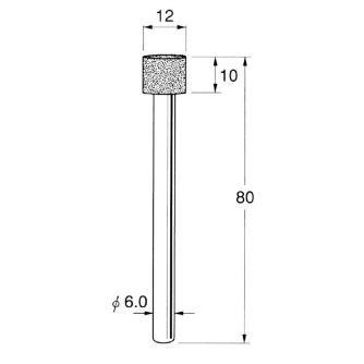 日本精密機械工作（株） 機械研削用軸付電着ダイヤモンド砥石 軸径φ6 D 機械研削用軸付電着ダイヤモンド砥石 D5612