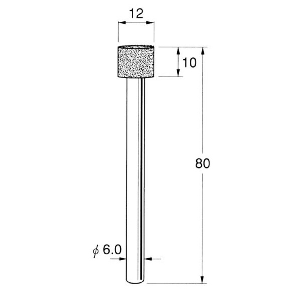 日本精密機械工作（株） 機械研削用軸付電着ダイヤモンド砥石 軸径φ6 D 機械研削用軸付電着ダイヤモンド砥石 D5612