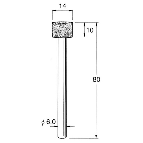 日本精密機械工作（株） 機械研削用軸付電着ダイヤモンド砥石 軸径φ6 D 機械研削用軸付電着ダイヤモンド砥石 D5614