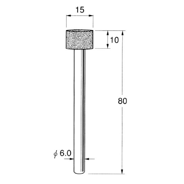 日本精密機械工作（株） 機械研削用軸付電着ダイヤモンド砥石 軸径φ6 D 機械研削用軸付電着ダイヤモンド砥石 D5615