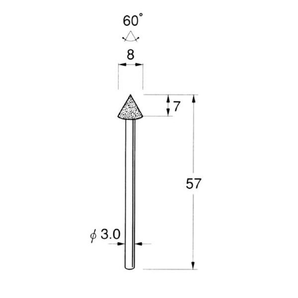 日本精密機械工作（株） 機械研削用軸付電着ダイヤモンド砥石 軸径φ3 D 機械研削用軸付電着ダイヤモンド砥石 D5711