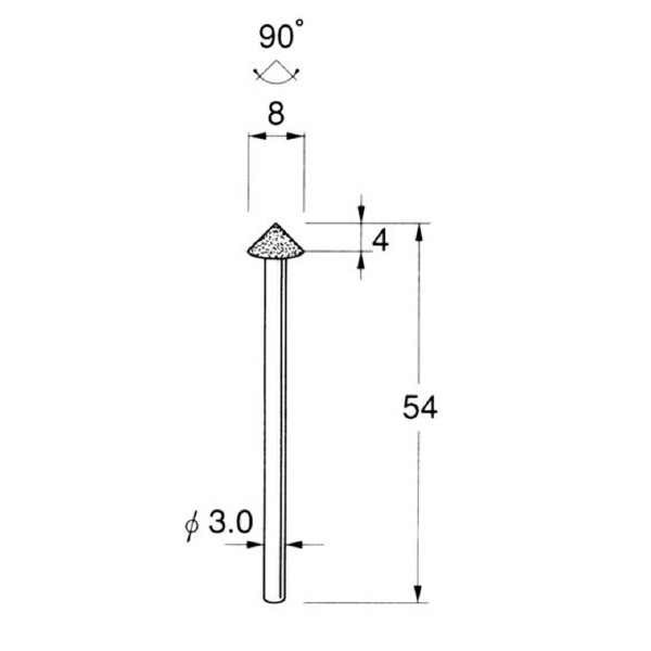 日本精密機械工作（株） 機械研削用軸付電着ダイヤモンド砥石 軸径φ3 D 機械研削用軸付電着ダイヤモンド砥石 D5721