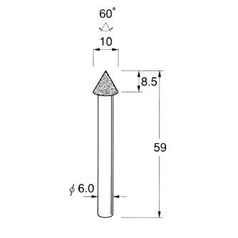 日本精密機械工作（株） 機械研削用軸付電着ダイヤモンド砥石 軸径φ6 D 機械研削用軸付電着ダイヤモンド砥石 D5811
