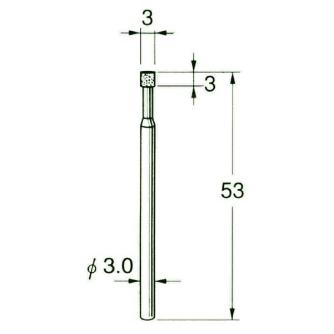 日本精密機械工作（株） 機械研削用レジンボンド軸付ダイヤモンド砥石 軸径φ3 D レジンボンド軸付ダイヤモンド砥石 D6103