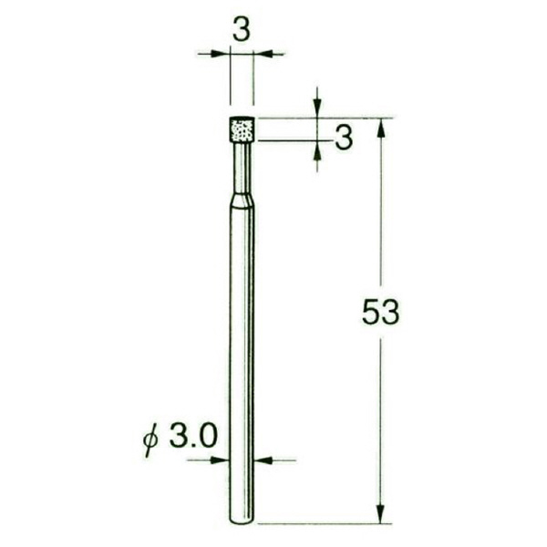 日本精密機械工作（株） 機械研削用レジンボンド軸付ダイヤモンド砥石 軸径φ3 D レジンボンド軸付ダイヤモンド砥石 D6103