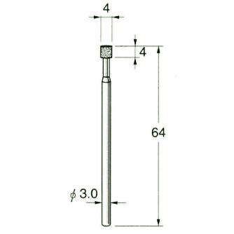 日本精密機械工作（株） 機械研削用レジンボンド軸付ダイヤモンド砥石 軸径φ3 D レジンボンド軸付ダイヤモンド砥石 D6104