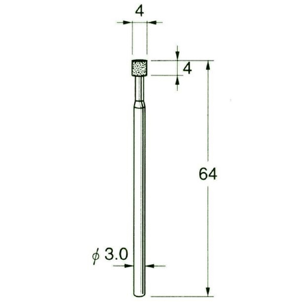 日本精密機械工作（株） 機械研削用レジンボンド軸付ダイヤモンド砥石 軸径φ3 D レジンボンド軸付ダイヤモンド砥石 D6104