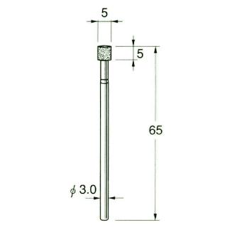日本精密機械工作（株） 機械研削用レジンボンド軸付ダイヤモンド砥石 軸径φ3 D レジンボンド軸付ダイヤモンド砥石 D6105