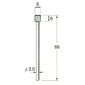 日本精密機械工作（株） 機械研削用レジンボンド軸付ダイヤモンド砥石 軸径φ3 D レジンボンド軸付ダイヤモンド砥石 D6106