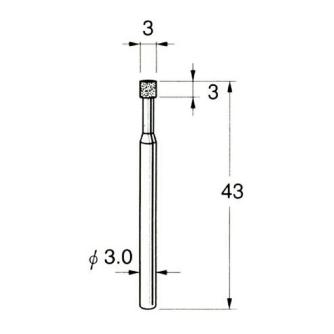 日本精密機械工作（株） 機械研削用ビトリファイドボンド軸付ダイヤモンド砥石 軸径φ3 D ビトリファイドボンド軸付ダイヤモンド砥石 D7103