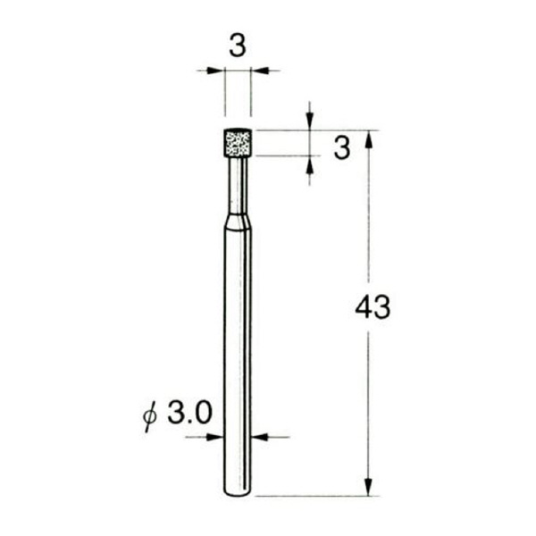 日本精密機械工作（株） 機械研削用ビトリファイドボンド軸付ダイヤモンド砥石 軸径φ3 D ビトリファイドボンド軸付ダイヤモンド砥石 D7103