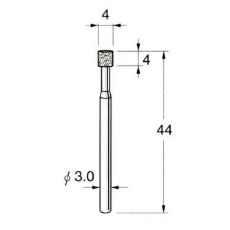 日本精密機械工作（株） 機械研削用ビトリファイドボンド軸付ダイヤモンド砥石 軸径φ3 D ビトリファイドボンド軸付ダイヤモンド砥石 D7104