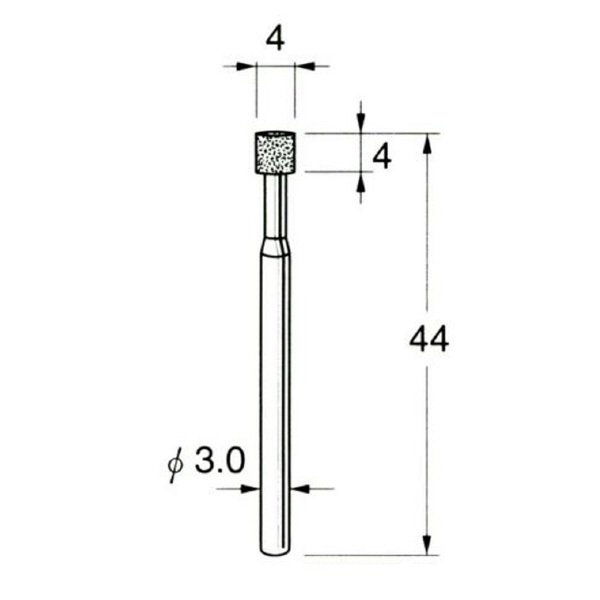 日本精密機械工作（株） 機械研削用ビトリファイドボンド軸付ダイヤモンド砥石 軸径φ3 D ビトリファイドボンド軸付ダイヤモンド砥石 D7104