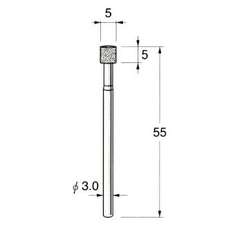日本精密機械工作（株） 機械研削用ビトリファイドボンド軸付ダイヤモンド砥石 軸径φ3 D ビトリファイドボンド軸付ダイヤモンド砥石 D7105