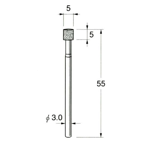 日本精密機械工作（株） 機械研削用ビトリファイドボンド軸付ダイヤモンド砥石 軸径φ3 D ビトリファイドボンド軸付ダイヤモンド砥石 D7105