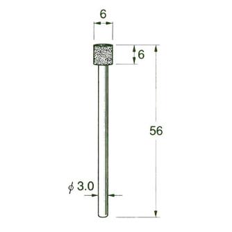 日本精密機械工作（株） 機械研削用ビトリファイドボンド軸付ダイヤモンド砥石 軸径φ3 D ビトリファイドボンド軸付ダイヤモンド砥石 D7106