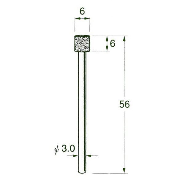 日本精密機械工作（株） 機械研削用ビトリファイドボンド軸付ダイヤモンド砥石 軸径φ3 D ビトリファイドボンド軸付ダイヤモンド砥石 D7106