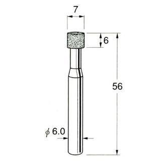 日本精密機械工作（株） 機械研削用ビトリファイドボンド軸付ダイヤモンド砥石 軸径φ6 D ビトリファイドボンド軸付ダイヤモンド砥石 D7207