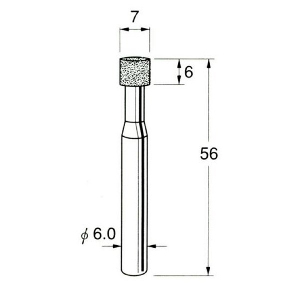 日本精密機械工作（株） 機械研削用ビトリファイドボンド軸付ダイヤモンド砥石 軸径φ6 D ビトリファイドボンド軸付ダイヤモンド砥石 D7207