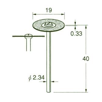 日本精密機械工作（株） 電着ダイヤモンドディスク 片面電着 軸径φ2.34 D 電着ダイヤモンドディスク　片面電着 D9113
