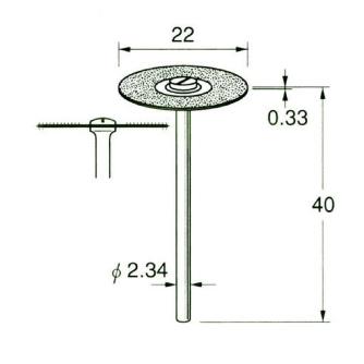日本精密機械工作（株） 電着ダイヤモンドディスク 片面電着 軸径φ2.34 D 電着ダイヤモンドディスク　片面電着 D9123