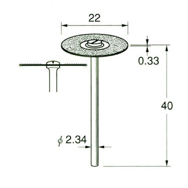 日本精密機械工作（株） 電着ダイヤモンドディスク 片面電着 軸径φ2.34 D 電着ダイヤモンドディスク　片面電着 D9123