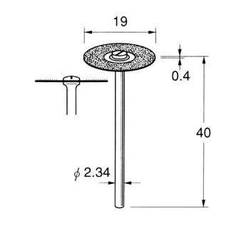 日本精密機械工作（株） 電着ダイヤモンドディスク 片面電着 軸径φ2.34 D 電着ダイヤモンドディスク　片面電着 D9211