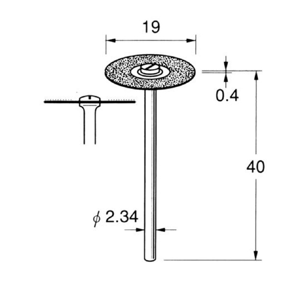 日本精密機械工作（株） 電着ダイヤモンドディスク 片面電着 軸径φ2.34 D 電着ダイヤモンドディスク　片面電着 D9211